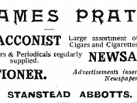 Advert for Pratts who were the newsagents before Burtons. From the 1915 Parish Magazine. Submitted by Stuart Moye.